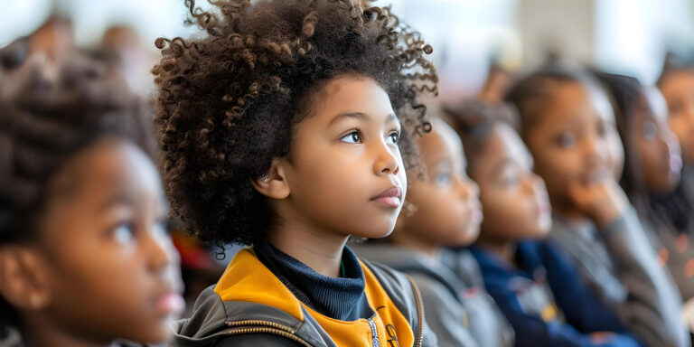 afroamerican children listening attentively civil rights lecture black history event concept black history event civil rights lecture afroamerican children attentive listeningd 2 768x384